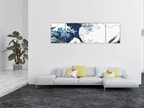 Obraz - Japoński rysunek, fale (170x50 cm)