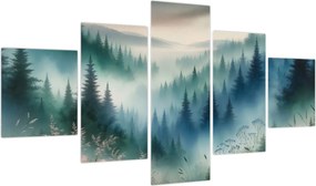 Obraz - Leśny krajobraz z mgłą (125x70 cm)