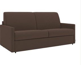 Kanapa 3-osobowa rozkładana typu express z tkaniny - Kolor: brązowy - Pow. spania: 140 cm - Materac 18 cm CALIFE