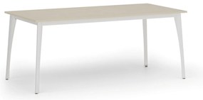 Stół konferencyjny do biura PRIMO OMEGA, 180x90 cm, biała podstawa, brzoza
