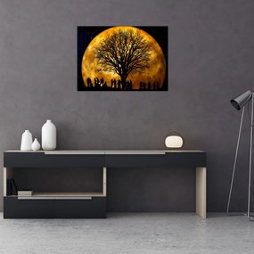 Obraz księżyca i sylwetki (70x50 cm)
