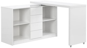 Biurko rozkładane z obrotowym blatem 360° - MDF - Lakierowany na biało - PAVELO