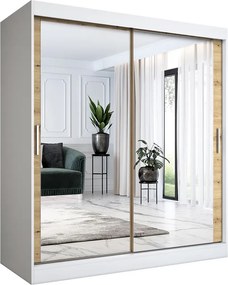 Szafa przesuwna z lustrem biel + dąb artisan180 cm M1-K74