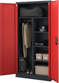 Socjalna szafa ubraniowa Dawid 90x45x185 cm, antracyt/czerwony