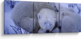 Obraz - Niedźwiadki polarne (z zegarem) (90x30 cm)