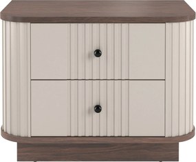 Zestaw szafek nocnych Vesper 56 cm na cokole - kaszmir / orzech / czarne uchwyty