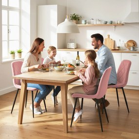 HOMCOM Zestaw 4 Krzeseł do Jadalni z Oparciem, Wygląd Samtowy, 45 x 54 x 87 cm, Różowy