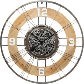 Duży Cichy Zegar Ścienny Metalowo-Drewniany D 90 cm Wielokolorowy