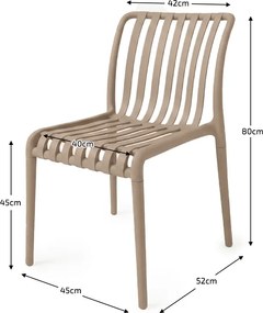 Zestaw ogrodowy TREGO ISLAND - 4 krzesła i okrągły stół ø 90 cm, beżowy