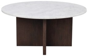 Biało-brązowy marmurowy okrągły stolik 90x90 cm Brooksville – Rowico
