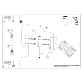 Kinkiet KARBON beżowy ryflowany z regulowanym kloszem SOLLUX  LIGHTING