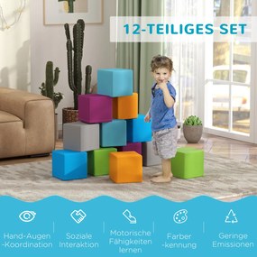 HOMCOM Zabawka do wspinaczki i pełzania dla dzieci, miękka pianka EPE, 20x20x20 cm, Wielobarwny, 1-3 Lata