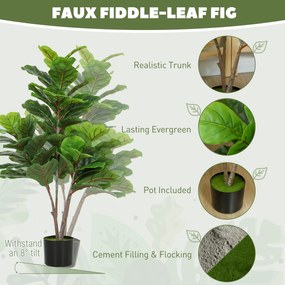 HOMCOM Sztuczne drzewko figowe 110 cm, sztuczna roślina w doniczce, dekoracja, prezent