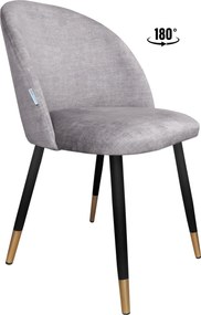 Krzesło Colin tkanina Vogue noga metalowa krzesło tapicerowane premium : Kolor nogi - Czano-złota stożek, Kolor tkaniny - VOGUE - VOGUE 14, Typ siedziska - Siedzisko obrotowe 180° - z powrotem