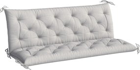 Outsunny Poduszka na Ławkę 3-Osobową 150x98x8 cm z Taśmami, Poduszka na Meble Ogrodowe i Huśtawkę Hollywoodzką, Jasnoszary
