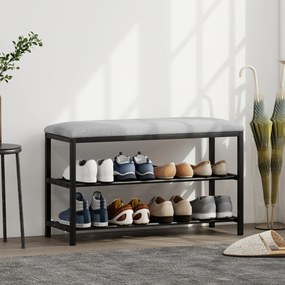 HOMCOM Ławka na buty z siedziskiem i miejscem do przechowywania czarna 81x31x50 cm | Aosom PL
