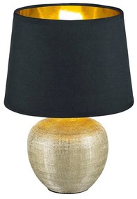 Czarna lampa stołowa z ceramiki i tkaniny Trio Luxor, wys. 26 cm