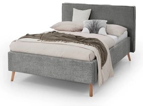 Szare tapicerowane łóżko dwuosobowe ze schowkiem i stelażem 140x200 cm Riva – Meise Möbel