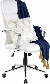 Obrotowy Fotel Biały Biurowy Z Ekoskóry E4-R20