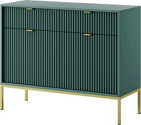 Komoda Design NOVA - Kolor: Labrador, fasada Geriffelt, 2 drzwi, 2 szuflady, 83x104x39cm, złote metalowe nogi, mebel uniwersalny