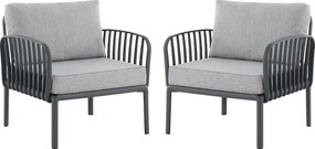 Zestaw 2 krzeseł ogrodowych z polipropylenu - Antracyt - CASILMA od MYLIA