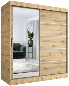 Szafa przesuwna 180 cm w kolorze dąb artisan - Ebia 5X