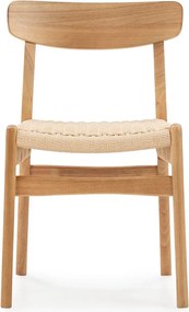 Krzesła zestaw 2 szt. z litego drewna kauczukowego w naturalnym kolorze Biel – MOME