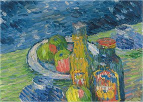 Obraz na szkle - Alexej von Jawlensky, Still Life with Bottles and Fruit, reprodukcje (70x50 cm)