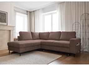 Brązowy sztruksowy rozkładany narożnik (lewostronny) Lofty Lilly – Miuform