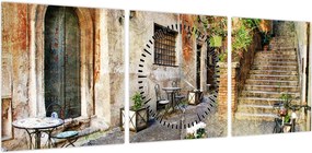 Obraz - Stare ulice Rzymu (z zegarem) (90x30 cm)