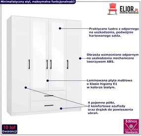 Biała szafa z lustrem - Amira 4X