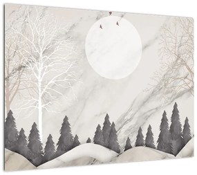 Obraz na szkle - Zimowy krajobraz (70x50 cm)