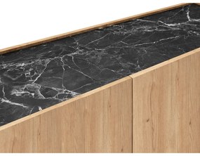 Czarno-naturalna szafka pod TV w dekorze dębu 160x48 cm Dione – Marckeric