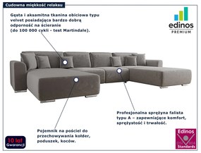 Szary rozkładany narożnik U z pojemnikiem T0-H80