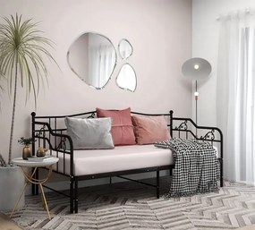 Czarne Metalowe Łóżko Rozkładane 90X200 Cm M8-P05