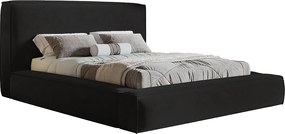 Łóżko tapicerowane 180x200 Karano z lamówką - pojemnik i stelaż metalowy - welur, czarny (Amor Velvet 4322)