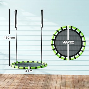 AIYAPLAY Huśtawka dla Dzieci, Wytrzymała do 150 kg, Ø100 x 180H cm, Metal, Pianka, Czarna