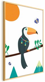 Plakat Tukan i motyle 21x30 cm z ramą złotą bez marginesu ARTGEIST B