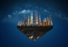 Fototapeta - Miasta i góry (196x136 cm)