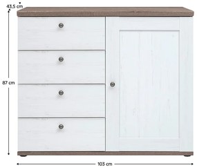 Komoda TEINA 4S1D, sosna canyon