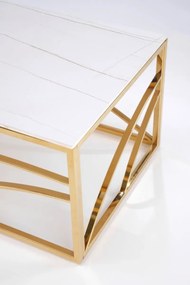 Ława UNIVERSE 3 120x60 biały marmur/złota HALMAR