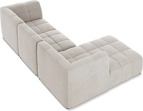 Beżowy aksamitny narożnik (lewostronny/z szezlongiem) Aloha – Makamii