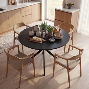 HOMCOM Okrągły stół jadalniany dla 4 osób, stół kuchenny w stylu industrialnym ze stalowymi nogami, do jadalni, kuchni, czarny | Aosom PL