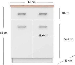 Komoda Dwudrzwiowa z Szufladą do Salonu ELEGO 60 cm Biała Nowoczesna