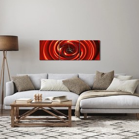 Abstrakcyjny obraz - czerwona spirala (z zegarem) (90x30 cm)