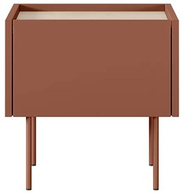 Szafka nocna Desin z szufladą 45 cm - ceramic red / dąb nagano