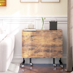 HOMCOM Składany Stół Jadalniany, dla do 6 Osób, z 6 Kółkami i Hamulcami, do Małych Przestrzeni, Brązowy