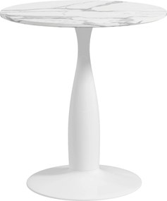 HOMCOM Stół jadalny okrągły, stal powlekana proszkowo, MDF z melaminą, nieruchome nogi, 70 x 74 cm, Biały