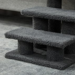 PawHut Schodki dla kota 3 stopnie Schodki dla zwierząt Schodek dla kota 45 x 35 x 34 cm Ciemnoszary | Aosom PL