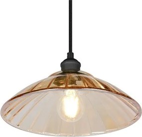 Czarno-bursztynowae metalowa lampa wisząca ze szklanym kloszem ø 29,5 cm Eluna – Reality